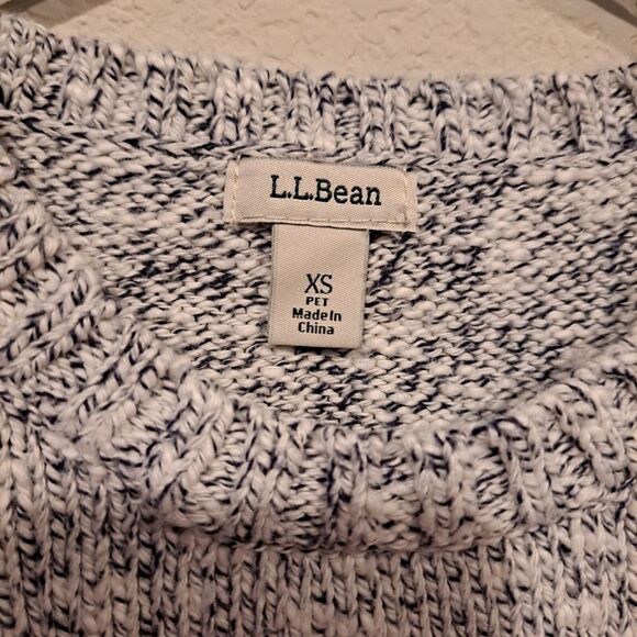 L.L. Bean Cotton Ragg Neutral Marled Navy White Sweater 100% Cotton size XS - Picture 2 of 7